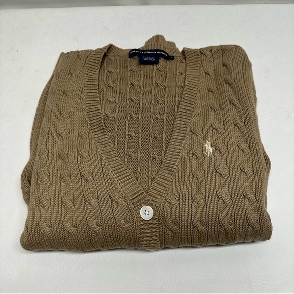 Ralph Lauren sport Camel Cable Knit Cardigan size L NWOT - Picture 7 of 7